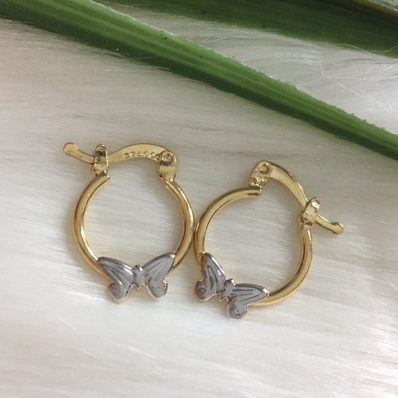18K GOLD FILLED HOOP EARRINGS. SMALL. CLIP-TOP - Picture 3 of 6